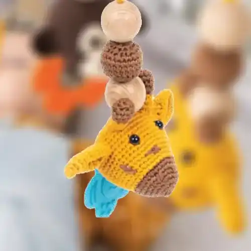 Crochet giraffe baby gym toy