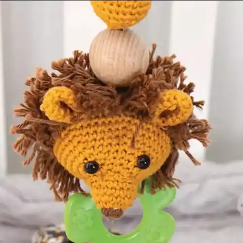 Crochet lion toy for baby gym