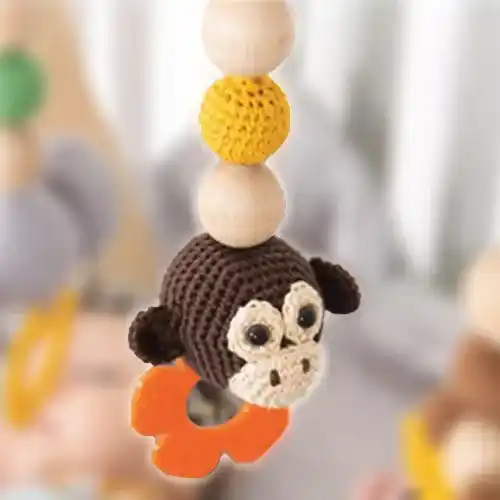 Crochet monkey toy for baby gym