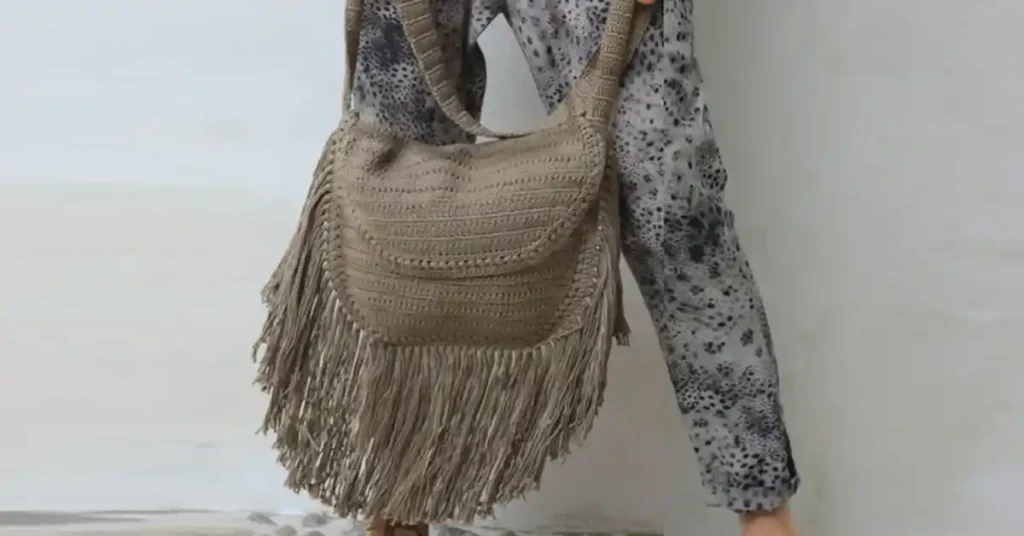 Colorful crochet handbag with fringe